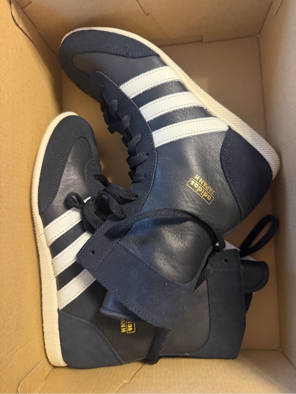 adidas Navy and White High-Top Sneakers